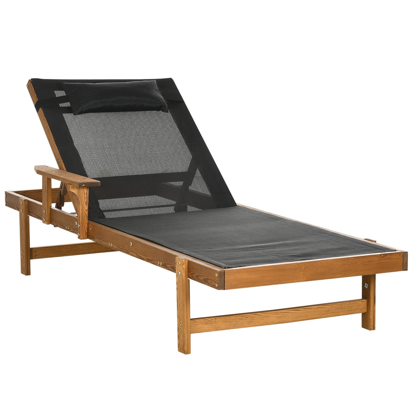 Adjustable sun lounger for garden, 85x200 cm, 120 Kg Capacity