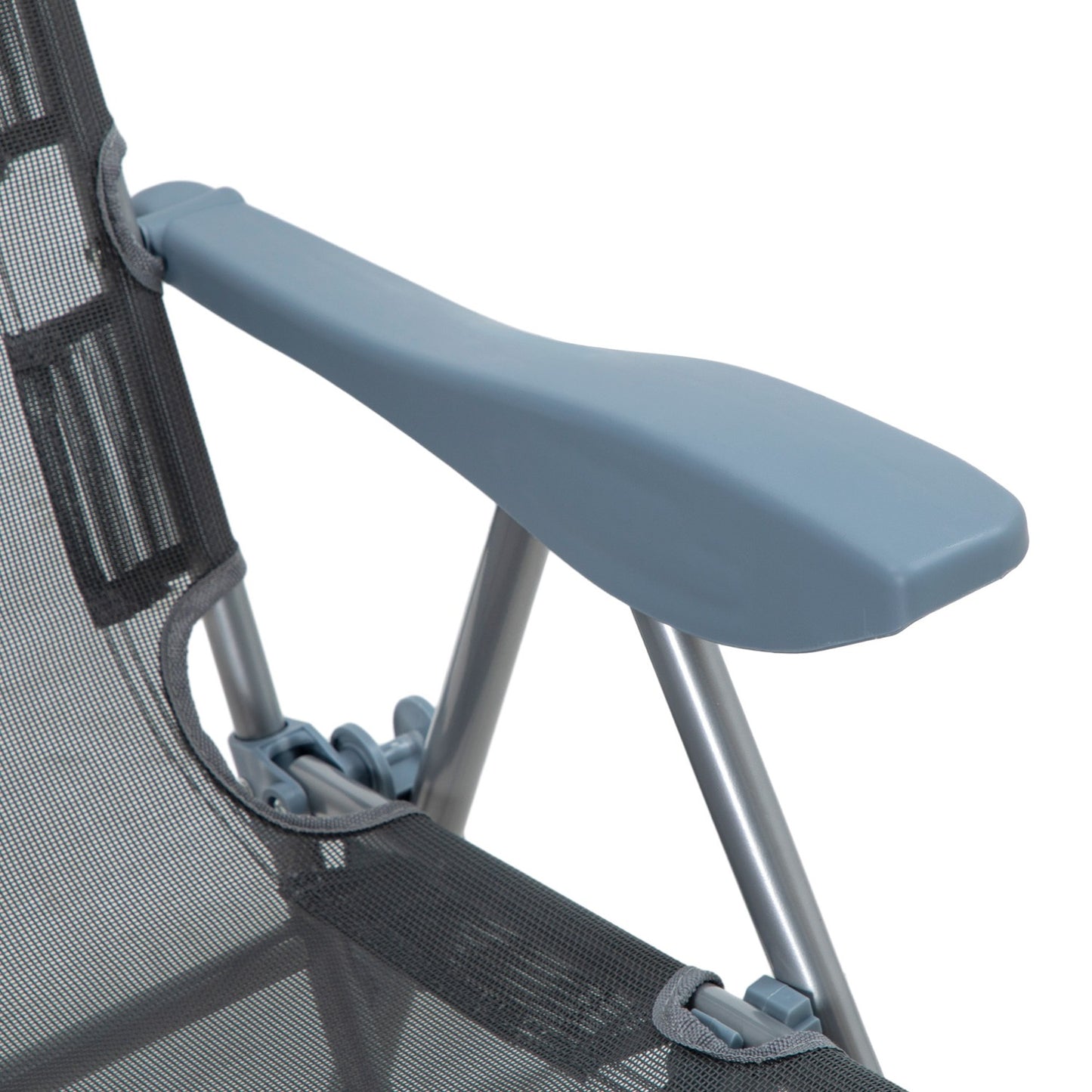 Folding garden chair, adjustable backrest, gray mesh