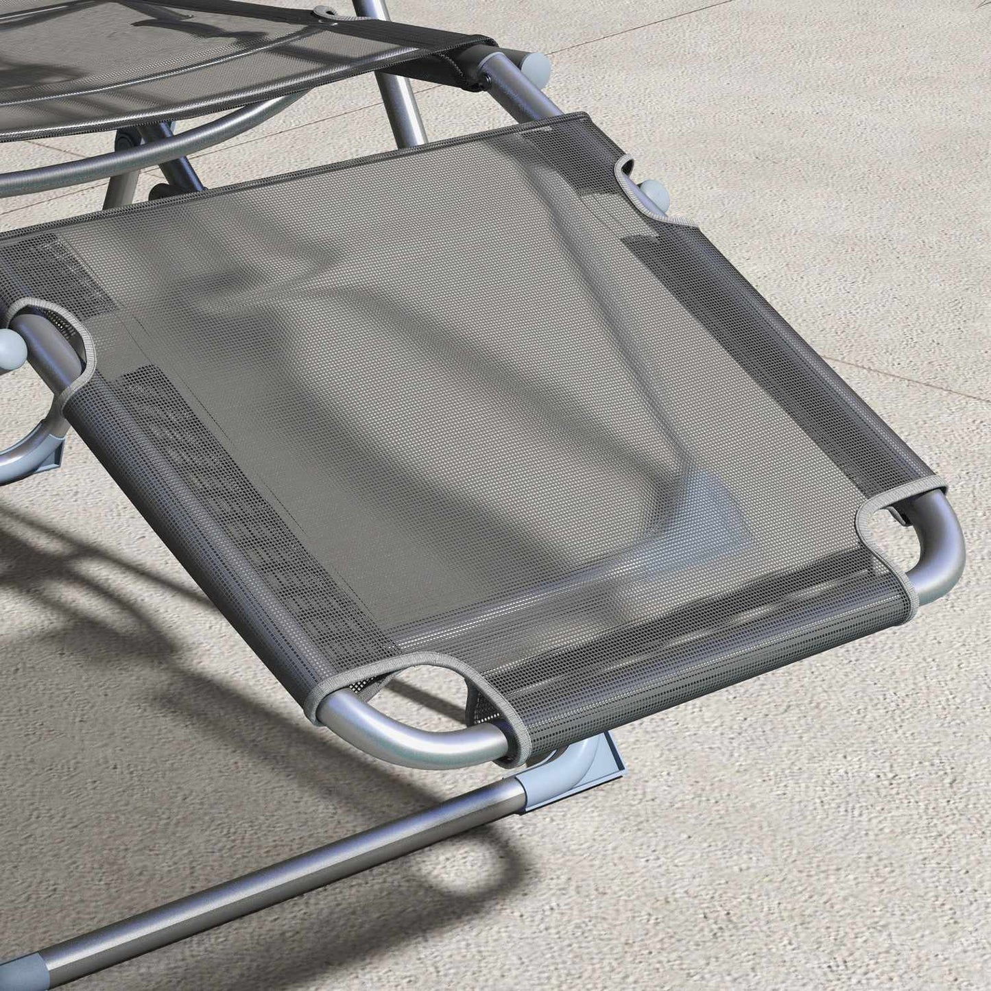 Folding garden chair, adjustable backrest, gray mesh