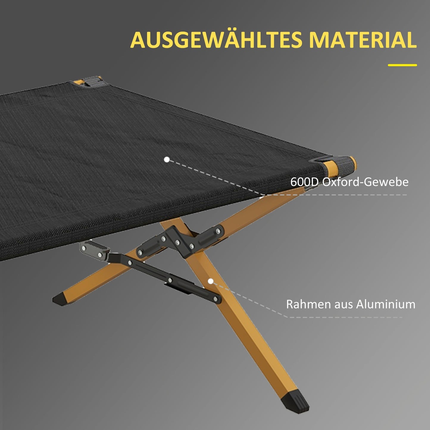 Folding sun lounger, black Oxford, with side pocket