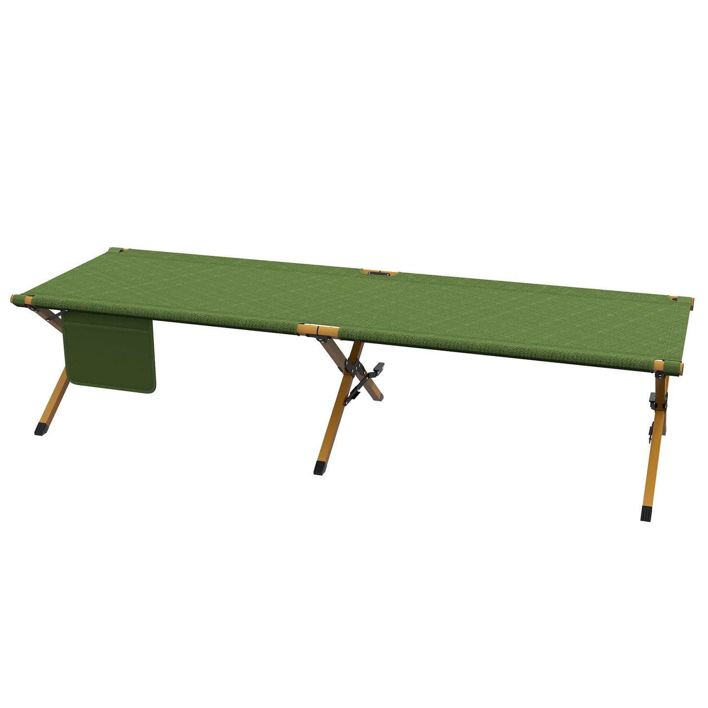 Folding sun lounger with side pocket, dark green