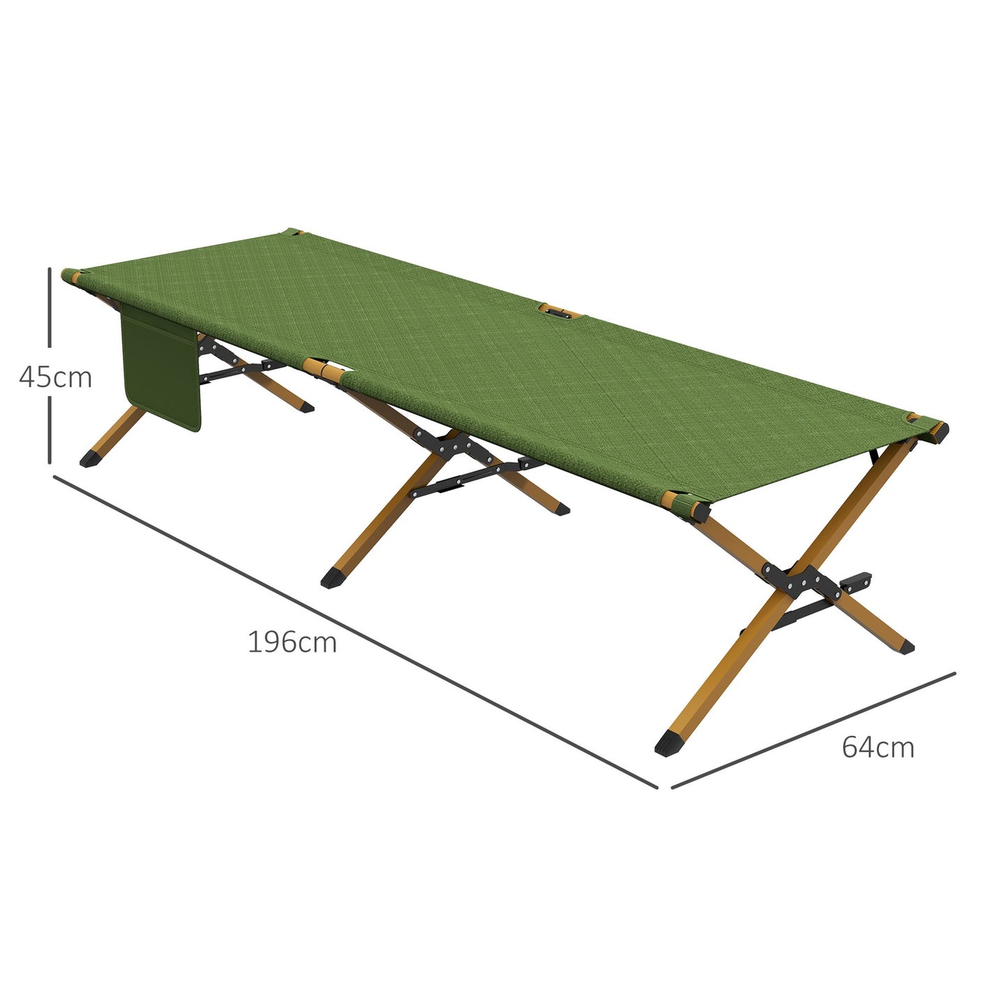 Folding sun lounger with side pocket, dark green