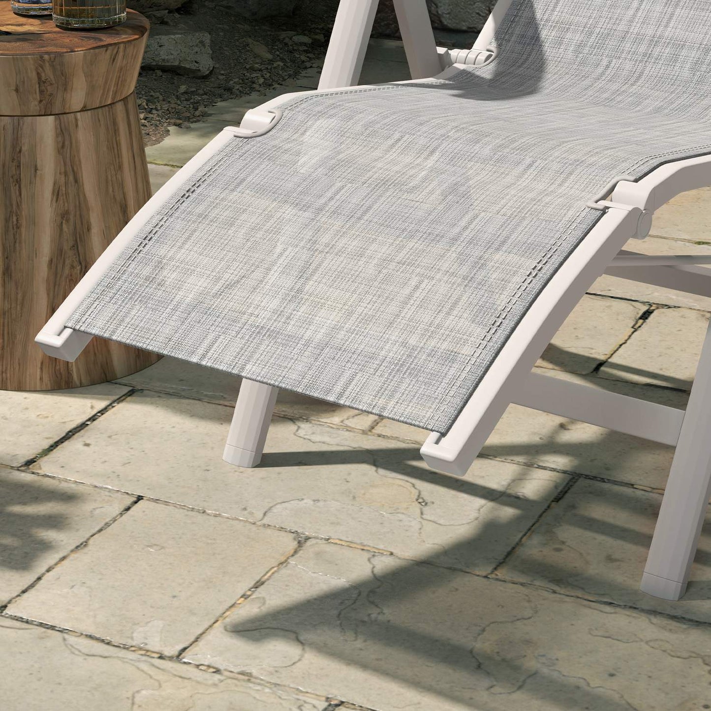 Folding sun lounger - adjustable garden chair, dark grey