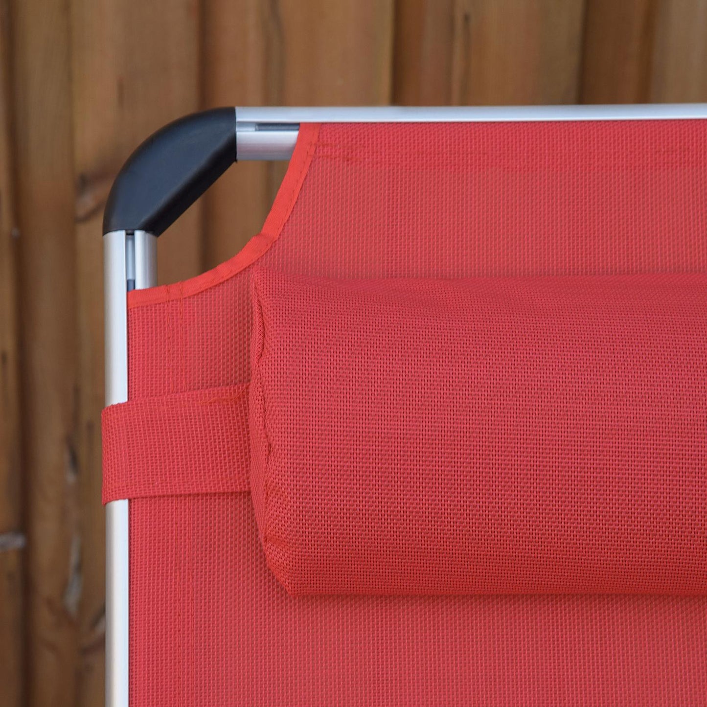 Adjustable Ergonomic Sun Lounger in Mesh, foldable, Red