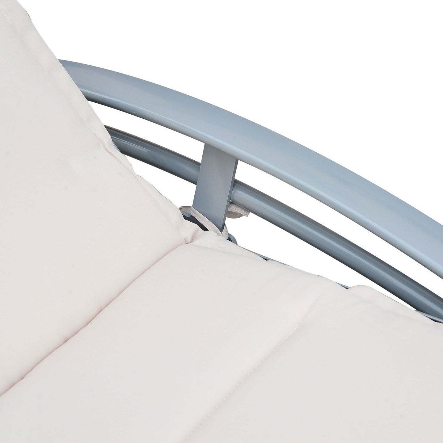 Adjustable sun lounger in aluminum - Cream white, 170x64x82 Cm