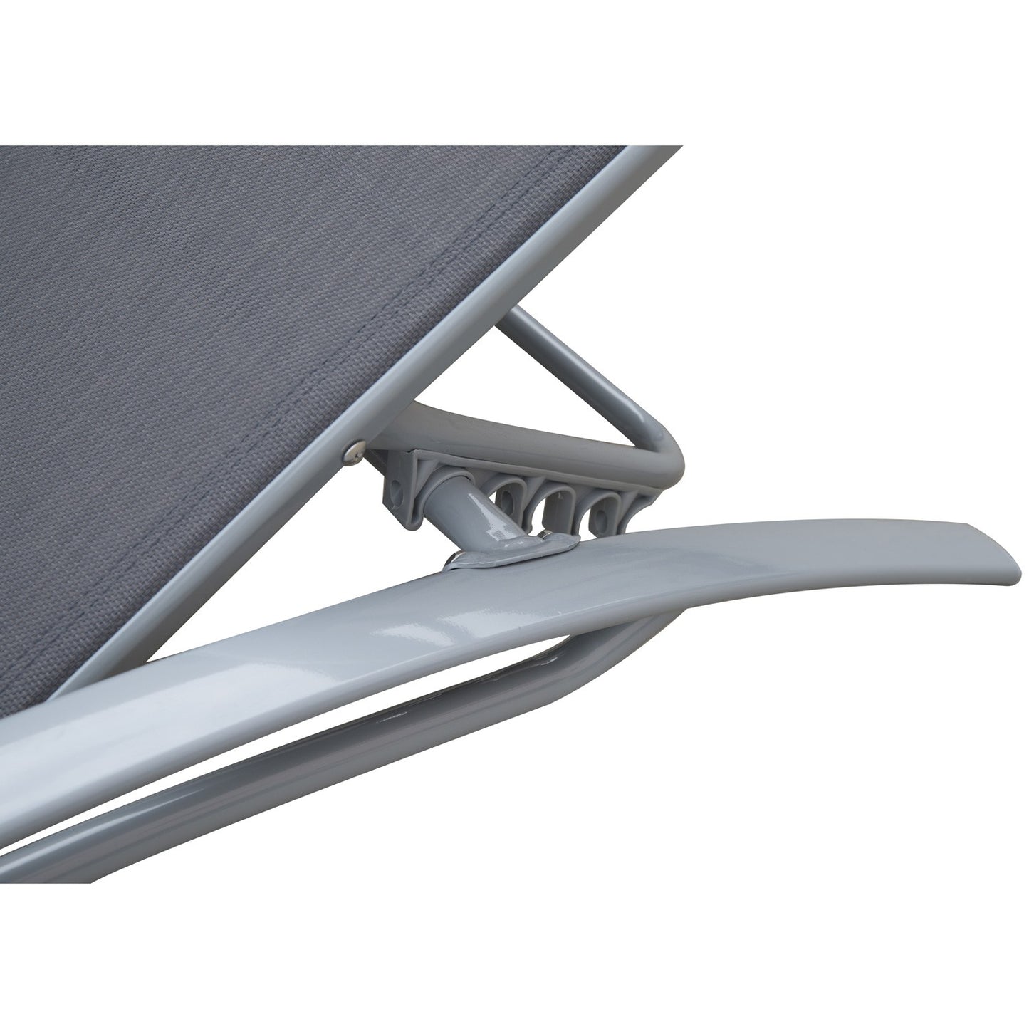 Adjustable sun lounger in aluminum - Grey, 170 x 64 x 82 cm