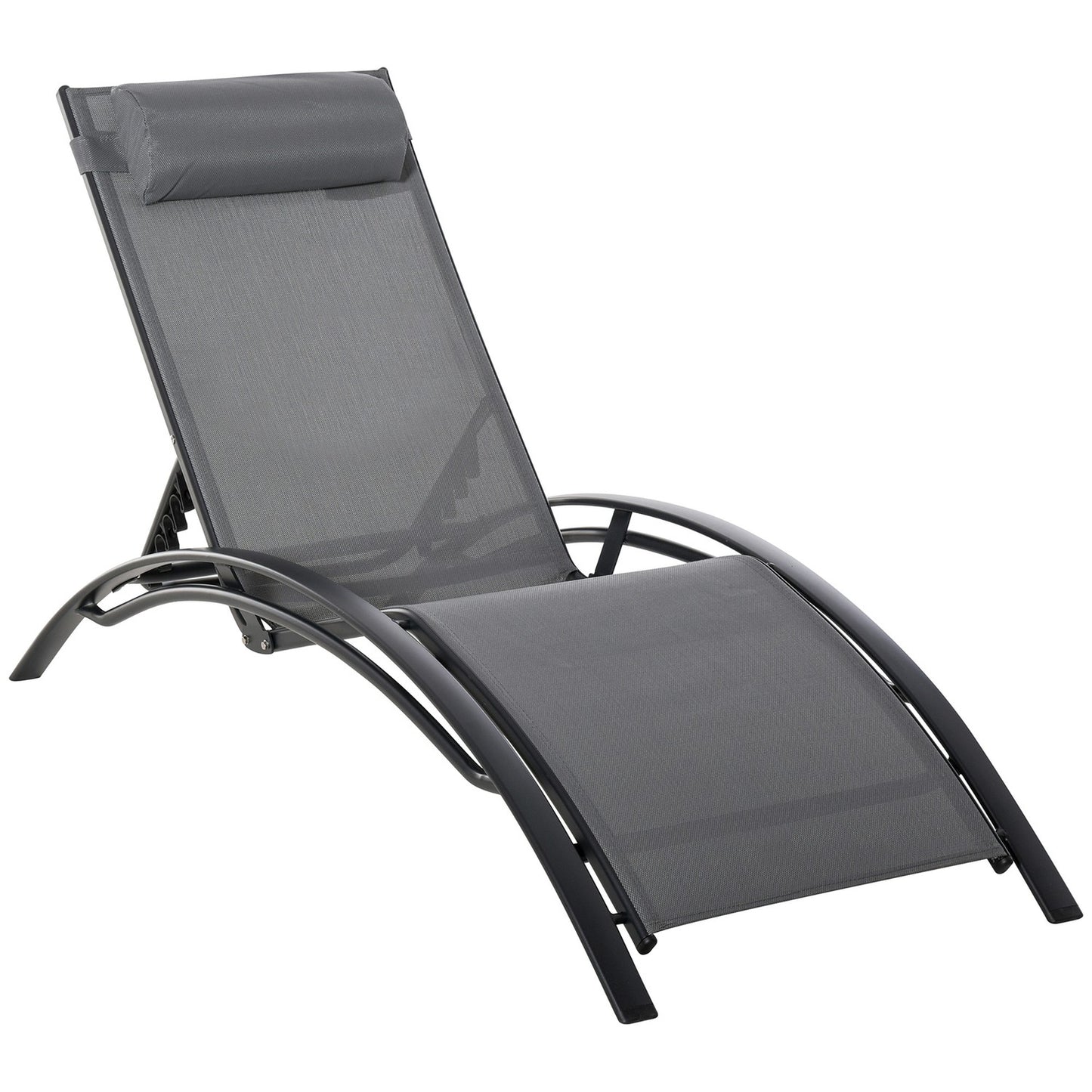 Adjustable sun lounger in aluminium, gray - 171x64x82 Cm