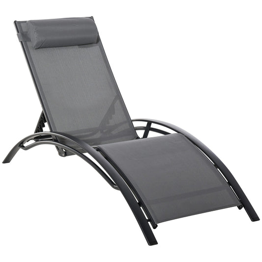 Adjustable sun lounger in aluminium, gray - 171x64x82 Cm