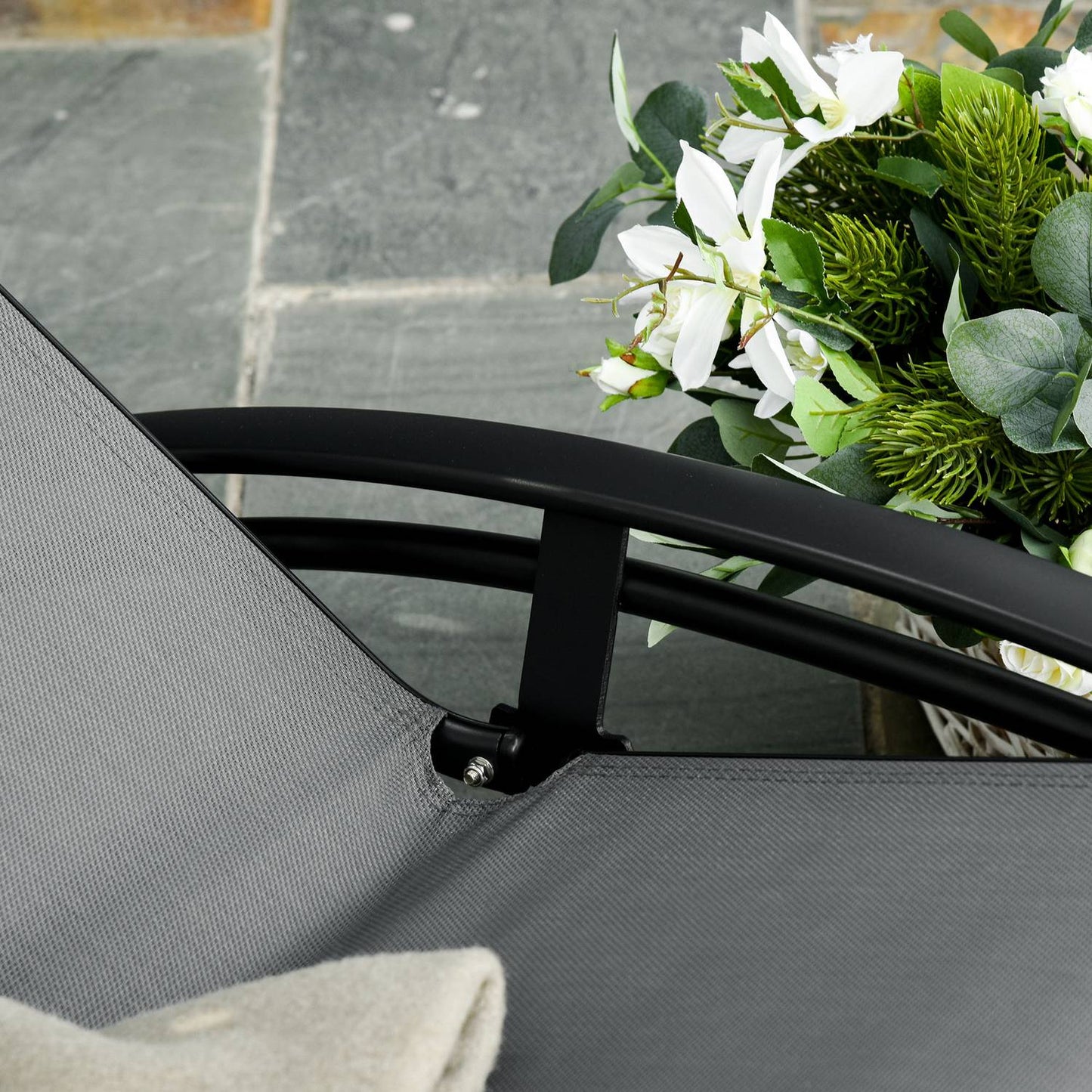 Adjustable sun lounger in aluminium, gray - 171x64x82 Cm