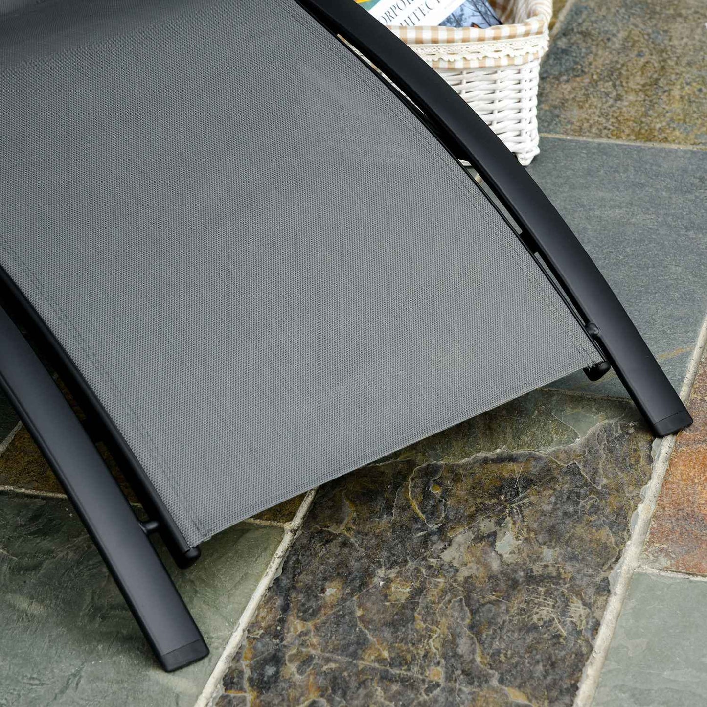 Adjustable sun lounger in aluminium, gray - 171x64x82 Cm