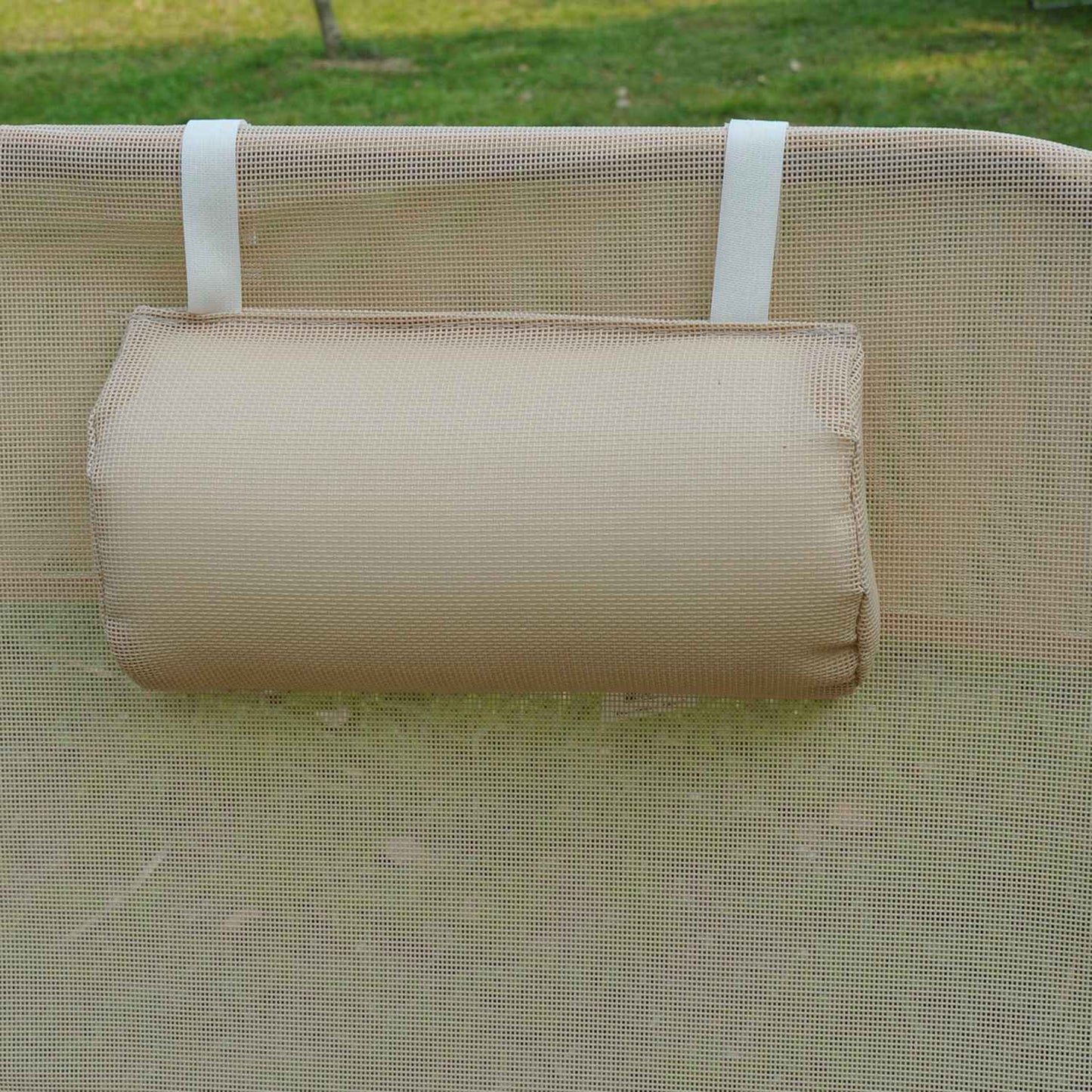 Sun lounger, Adjustable Garden chair with two legs, Cream