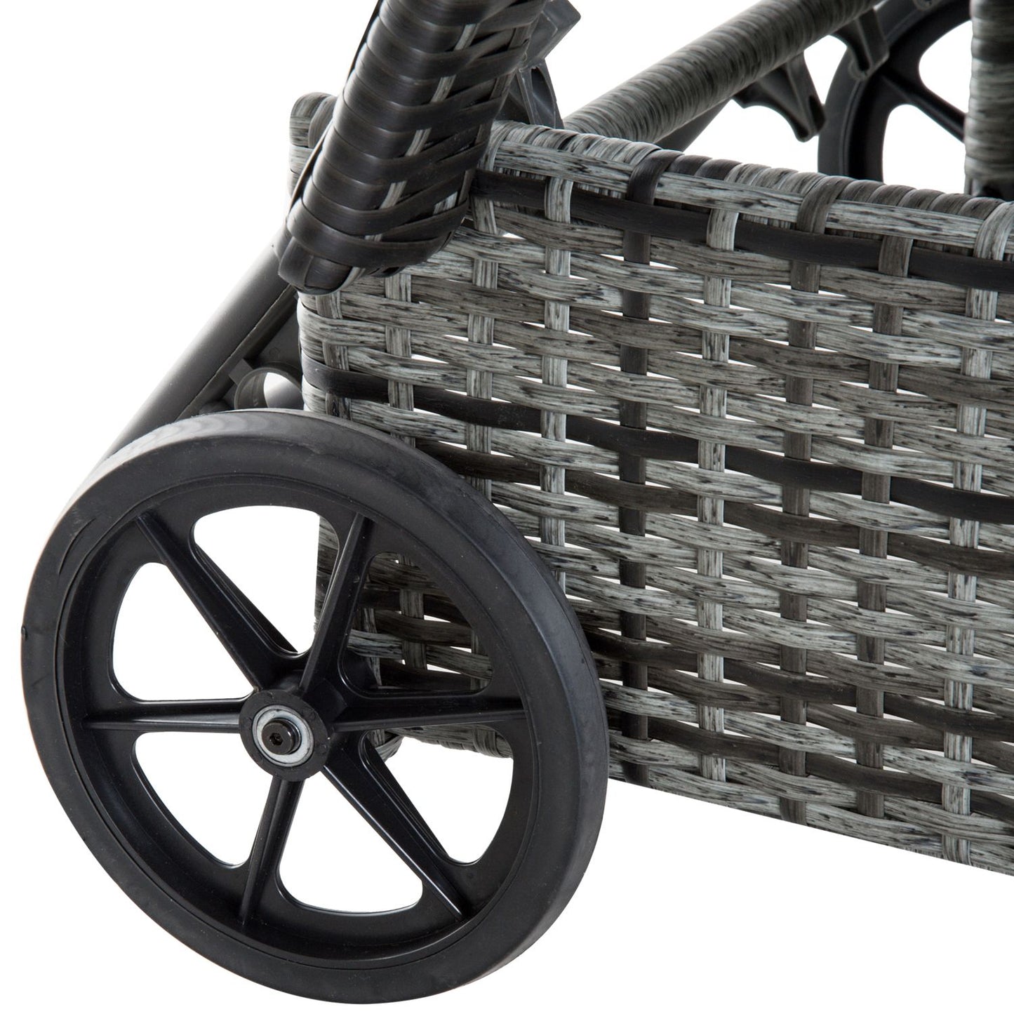 Outdoor sun lounger set, 3-piece, gray poly rattan & metal