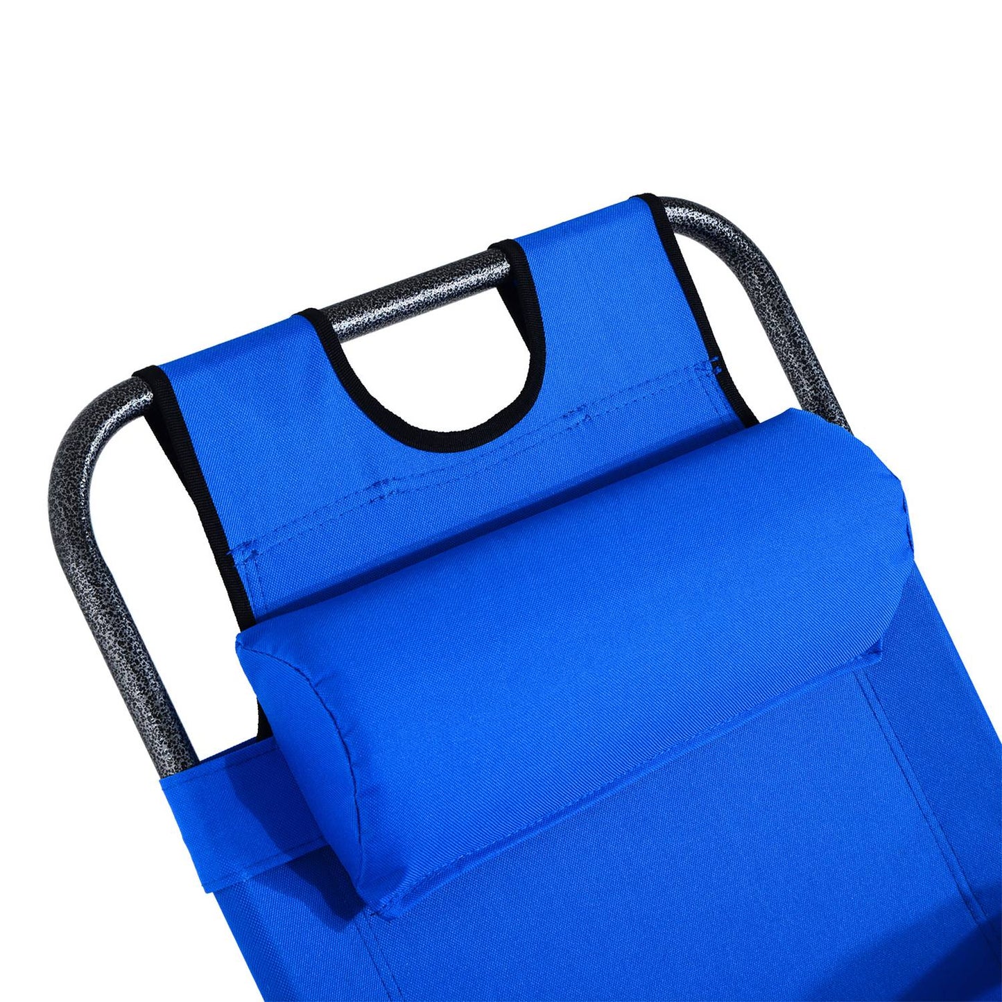 Folding beach chair with cushion, metal & Oxford fabric, blue