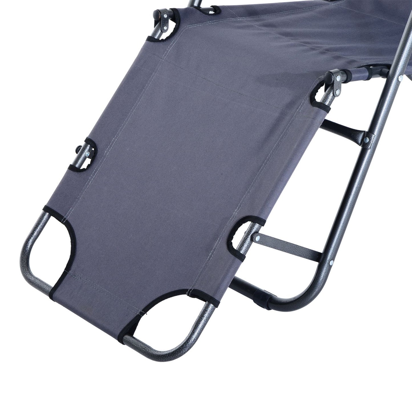 Folding sun lounger with cushion - metal & Oxford fabric