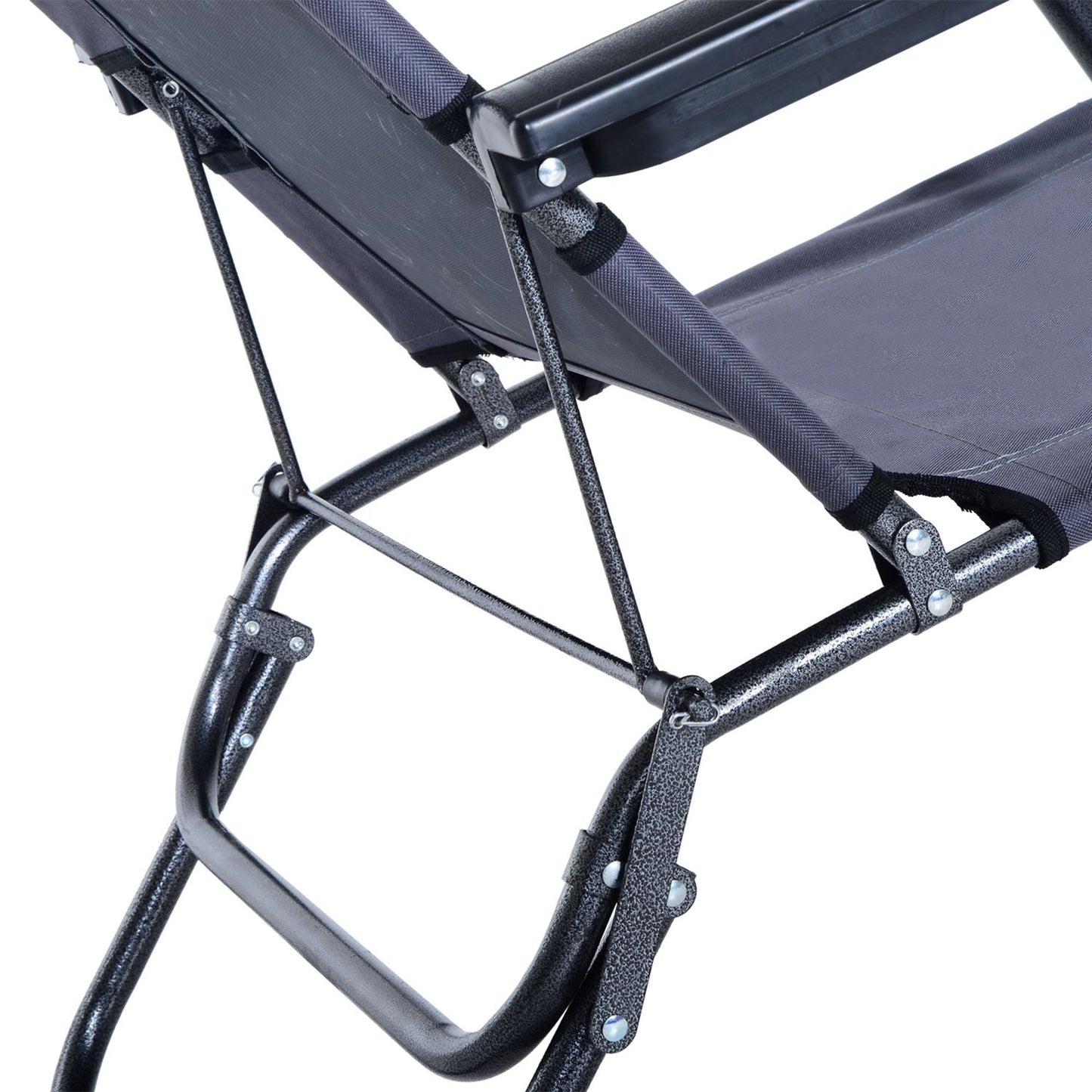 Folding sun lounger with cushion - metal & Oxford fabric