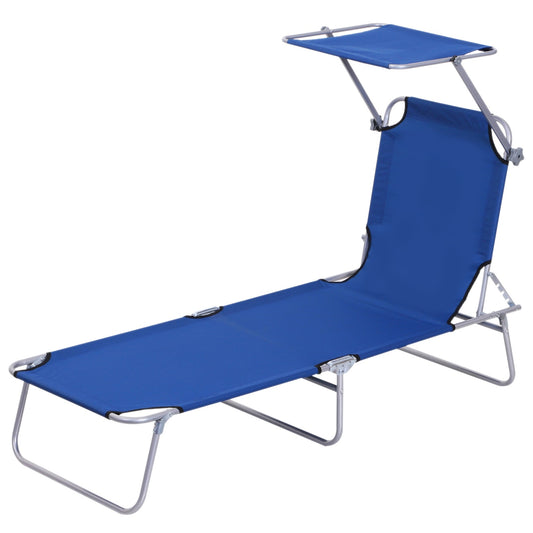 Adjustable folding sun lounger with canopy - Oxford fabric