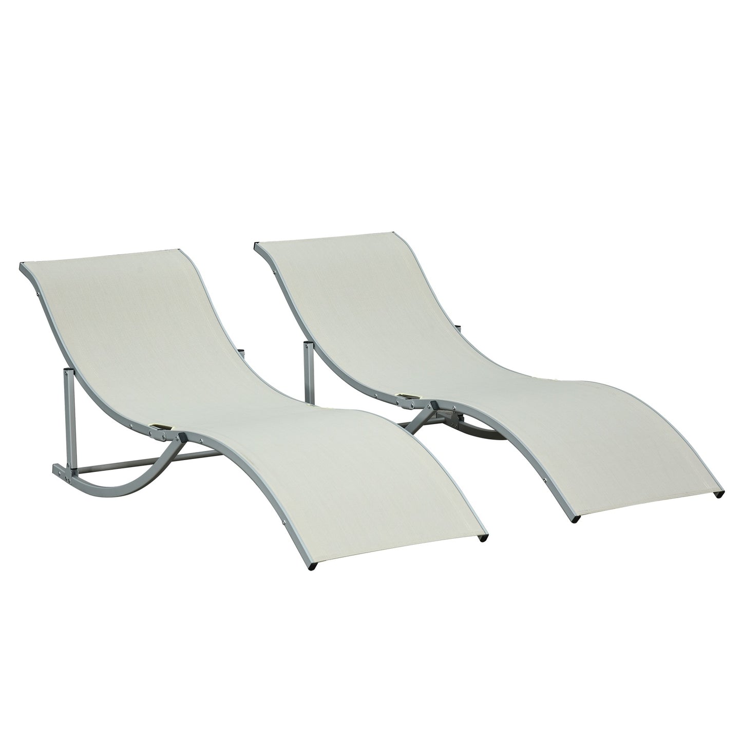 Folding Beige Garden Sun Loungers Set, Aluminium, Ergonomic
