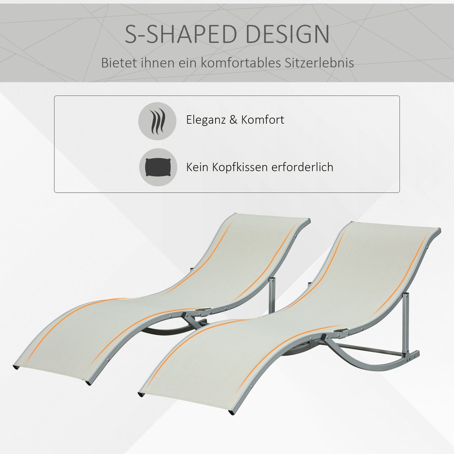 Folding Beige Garden Sun Loungers Set, Aluminium, Ergonomic