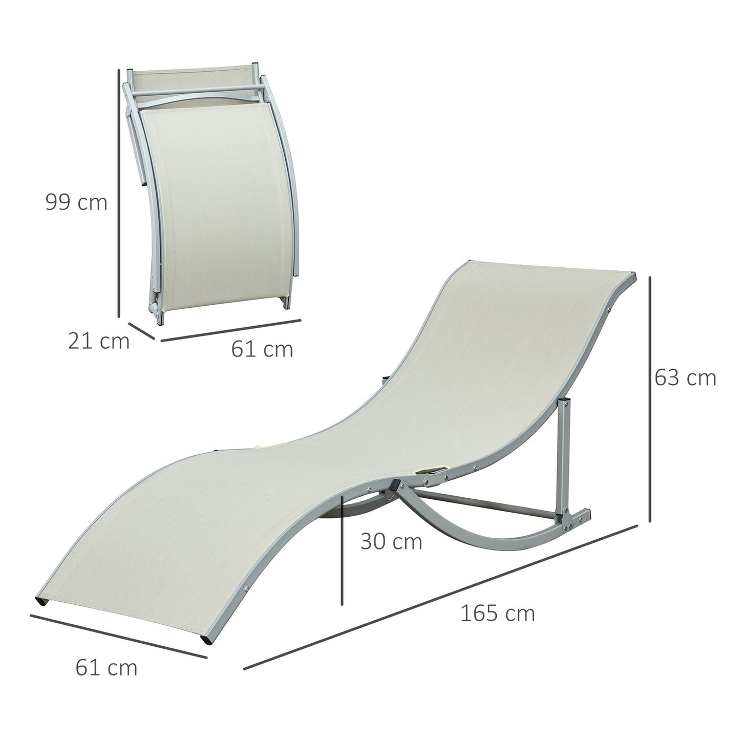 Folding Beige Garden Sun Loungers Set, Aluminium, Ergonomic