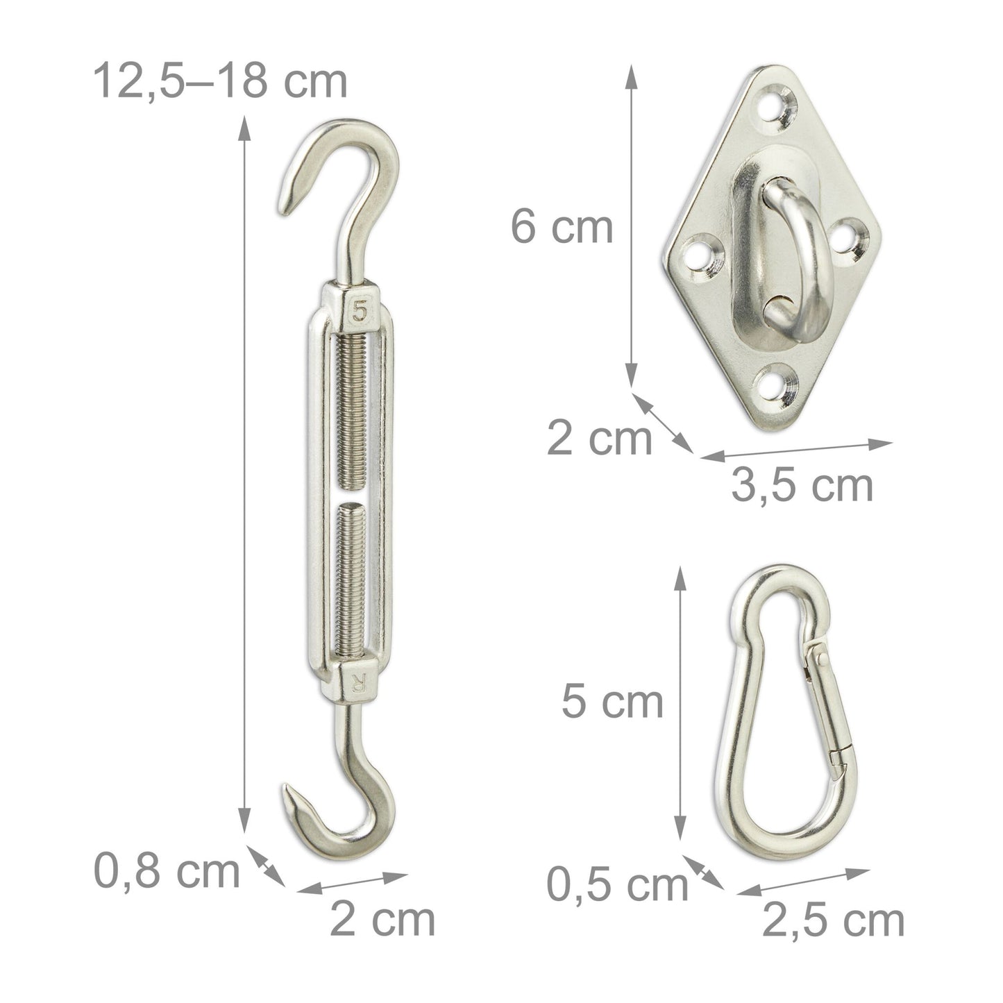Sun Shade Sail Fastening Kit with Tensioners