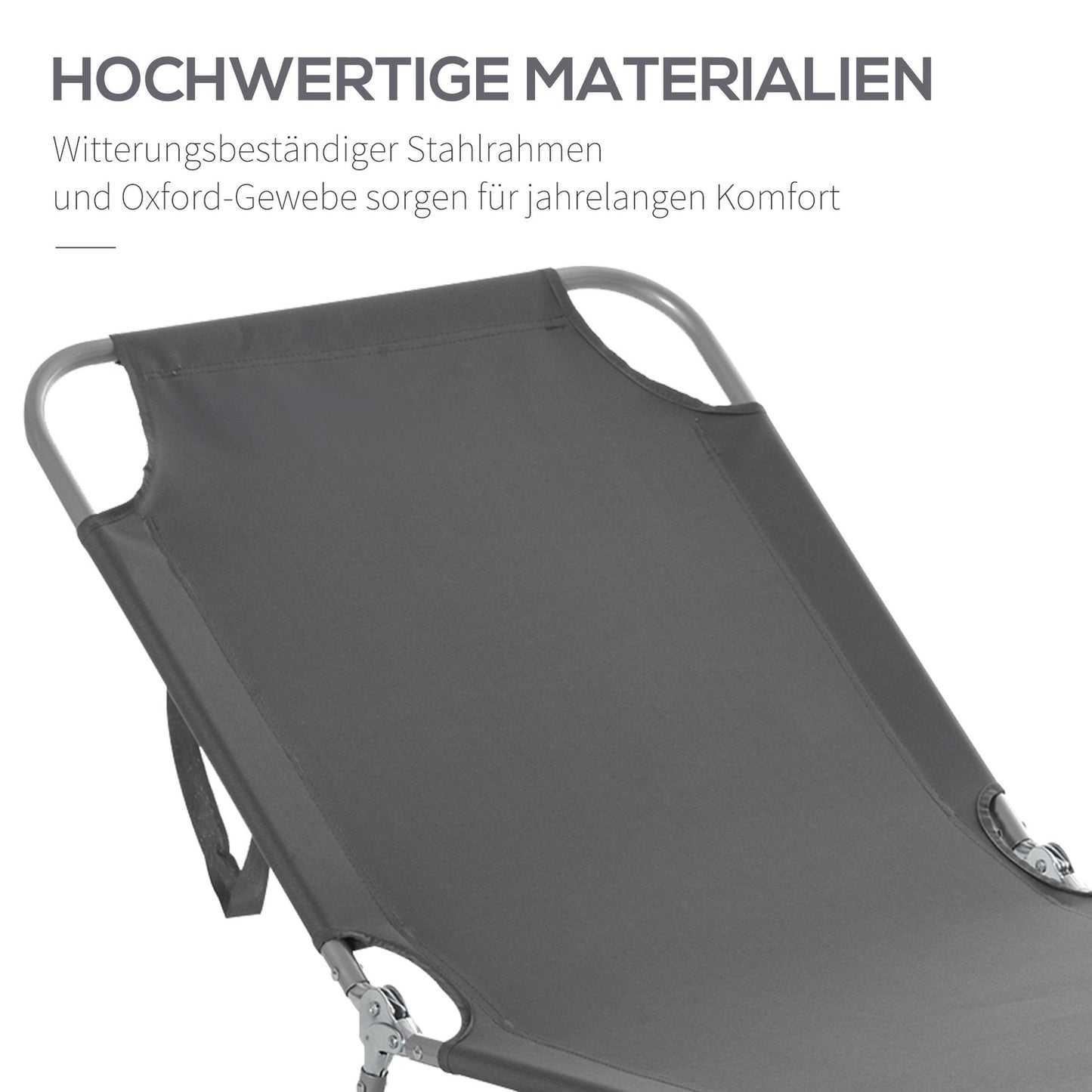 Folding sun lounger with adjustable backrest, holds 120 kg