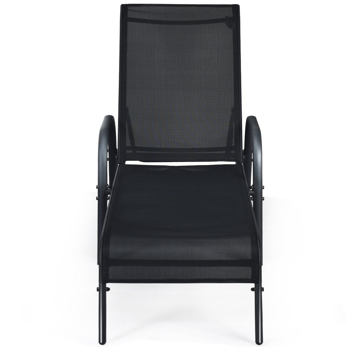 Sun lounger deck chair garden lounger with 5 adjustable backrest positions black