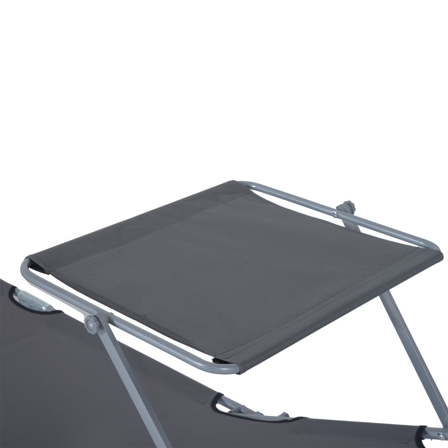 Folding sun lounger with sun protection, Gray - 187x58x36 cm