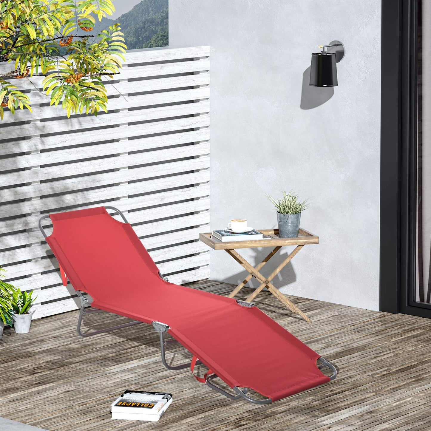 Folding deckchair, 5-position adjustable, weatherproof