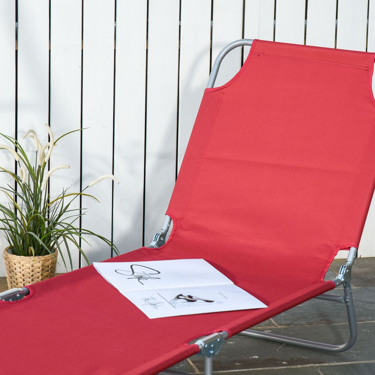 Folding deckchair, 5-position adjustable, weatherproof