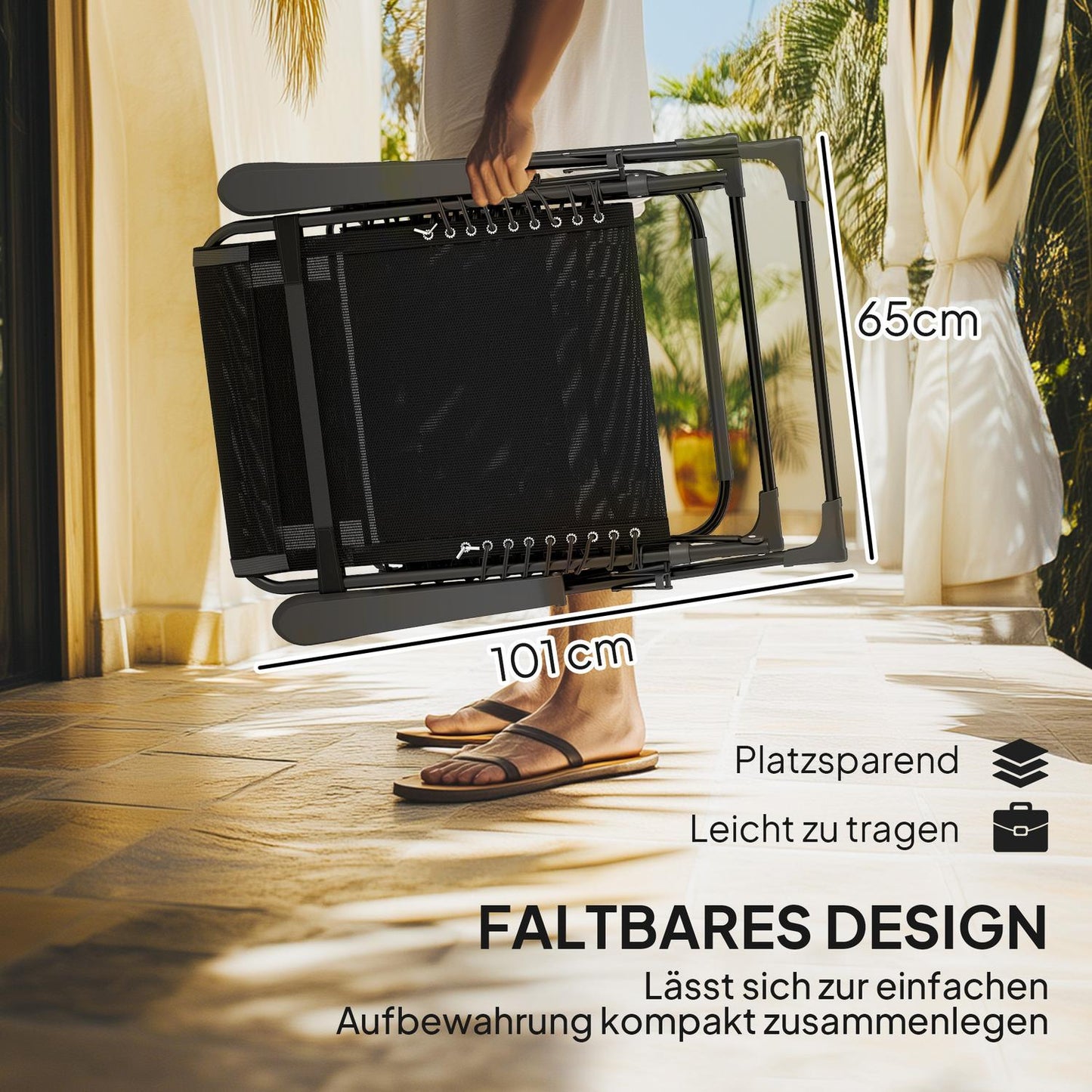 Folding sun lounger, adjustable, weatherproof, 120 kg capacity