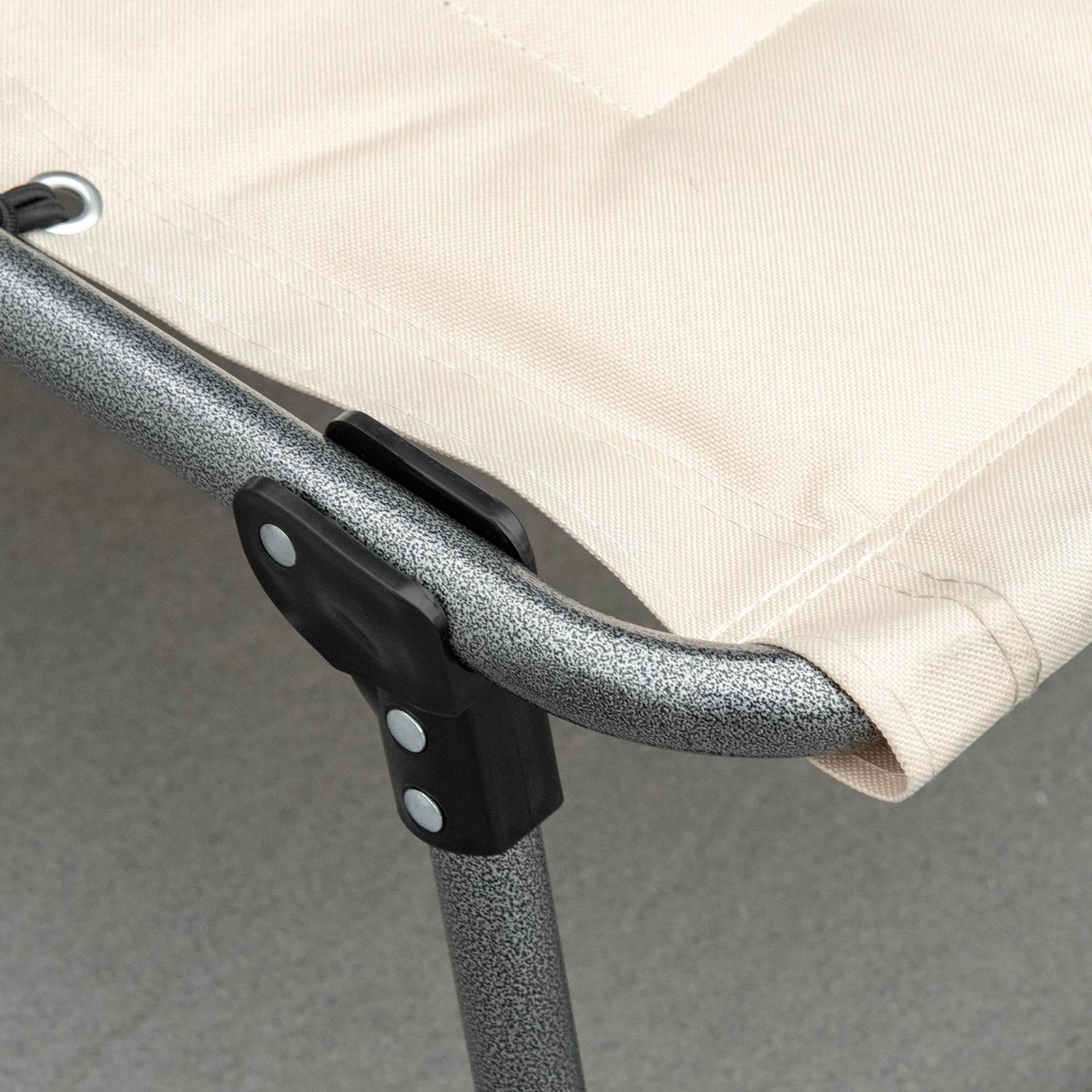 Folding sun lounger with cushion and adjustable backrest