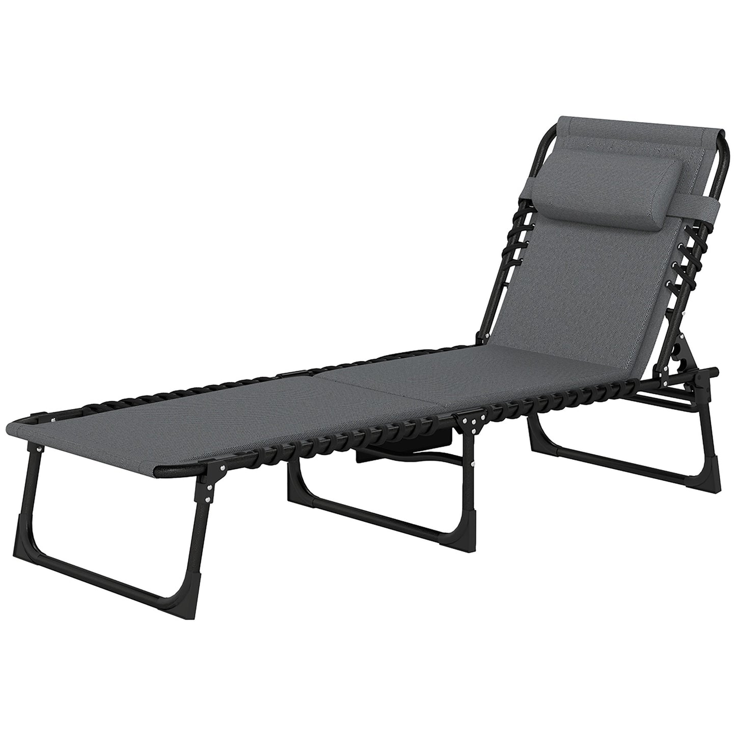 Folding deck chair with cushion & adjustable backrest, 120 kg limit