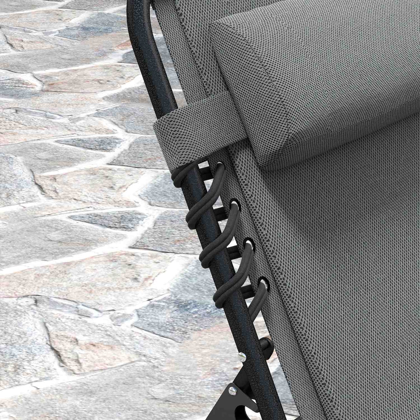 Folding deck chair with cushion & adjustable backrest, 120 kg limit