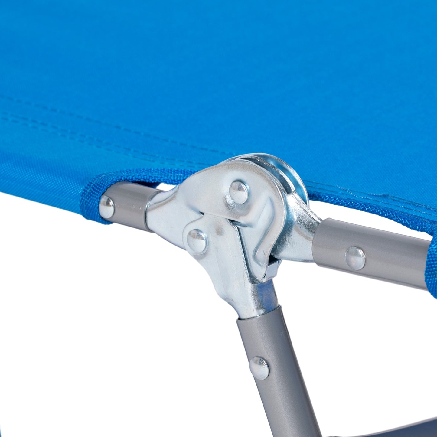 Folding sun lounger with cushion and adjustable backrest
