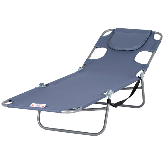 Folding sun lounger with reading window, adjustable and weatherproof