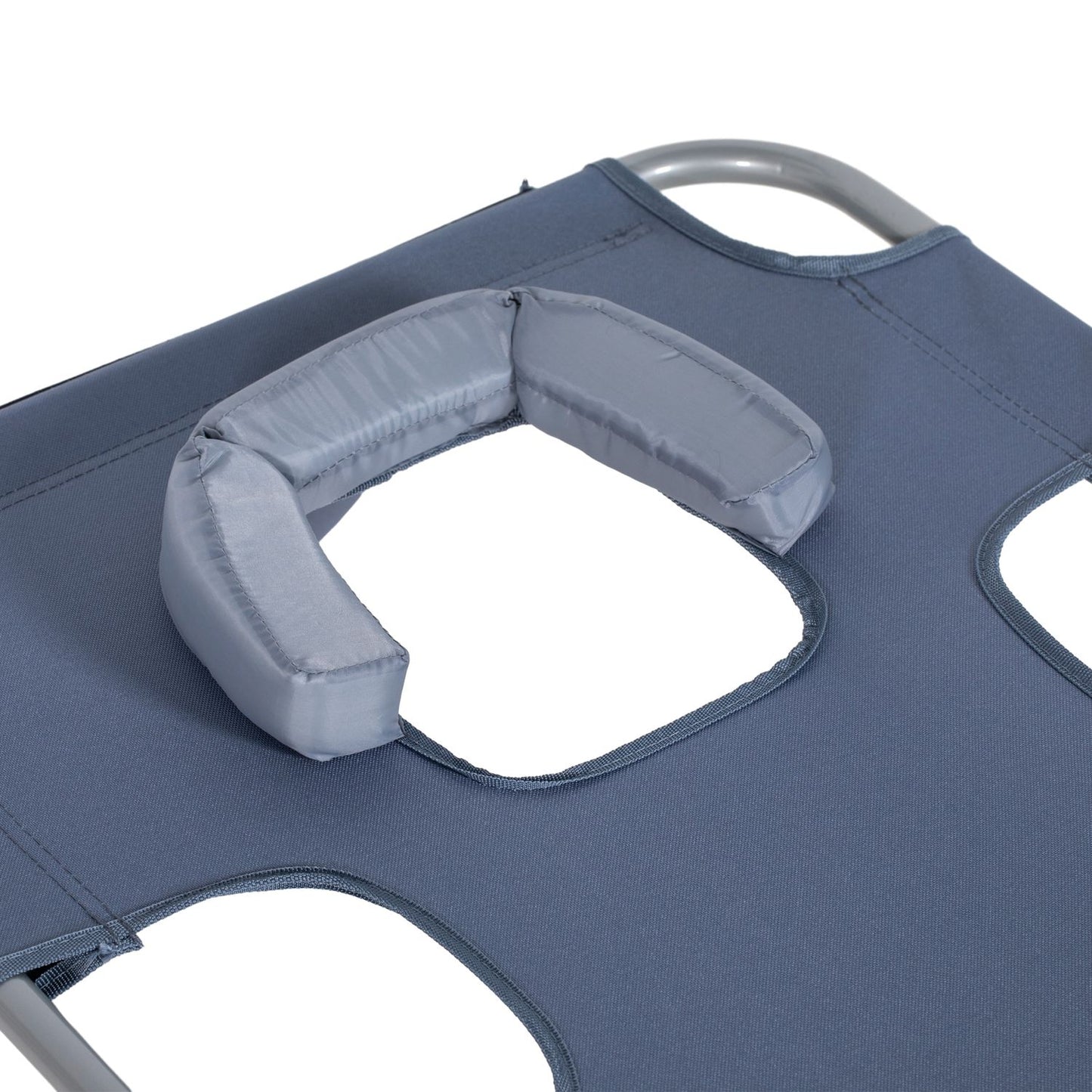 Folding sun lounger with reading window, adjustable and weatherproof