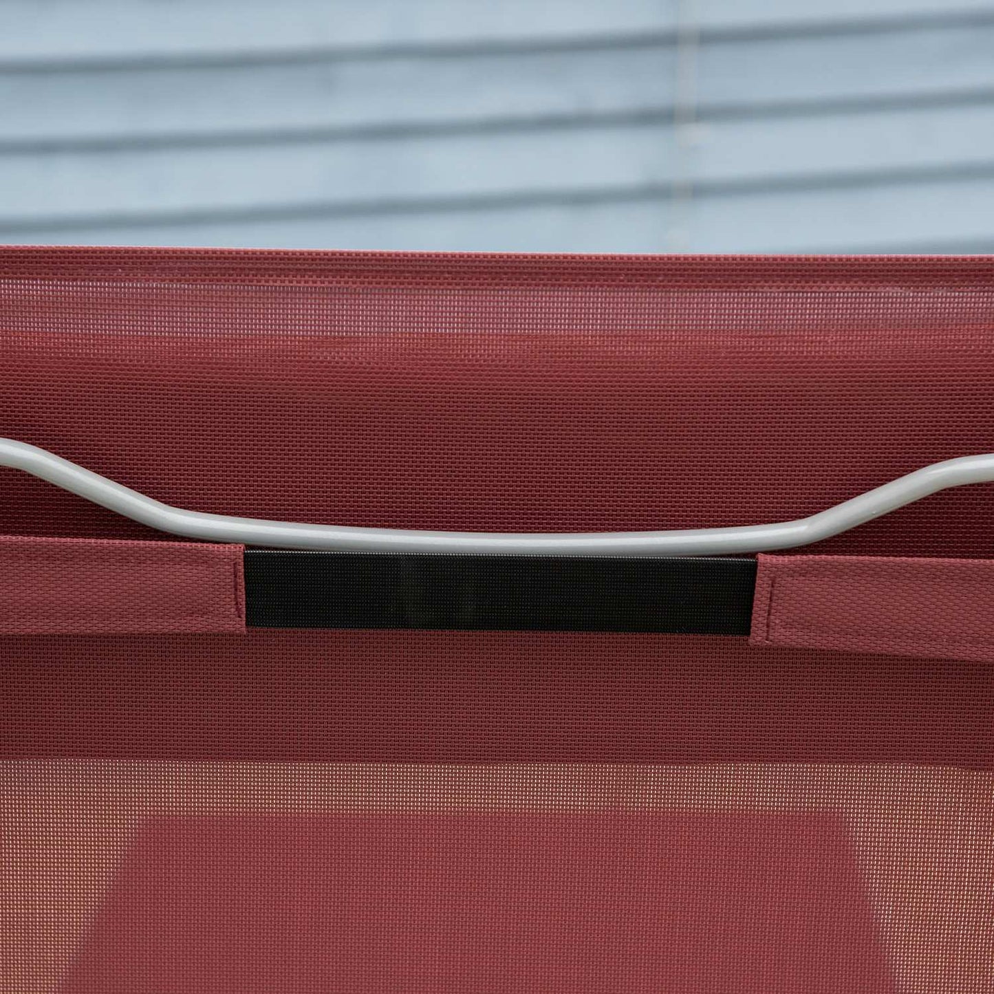 Adjustable sun lounger with cushion, burgundy, 137x63.5x100.5 cm