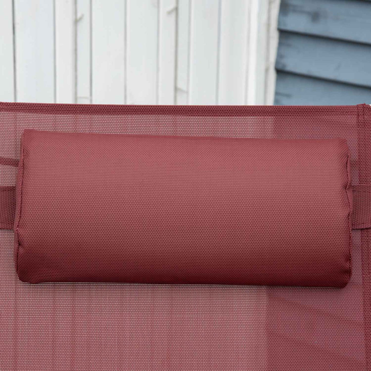 Adjustable sun lounger with cushion, burgundy, 137x63.5x100.5 cm