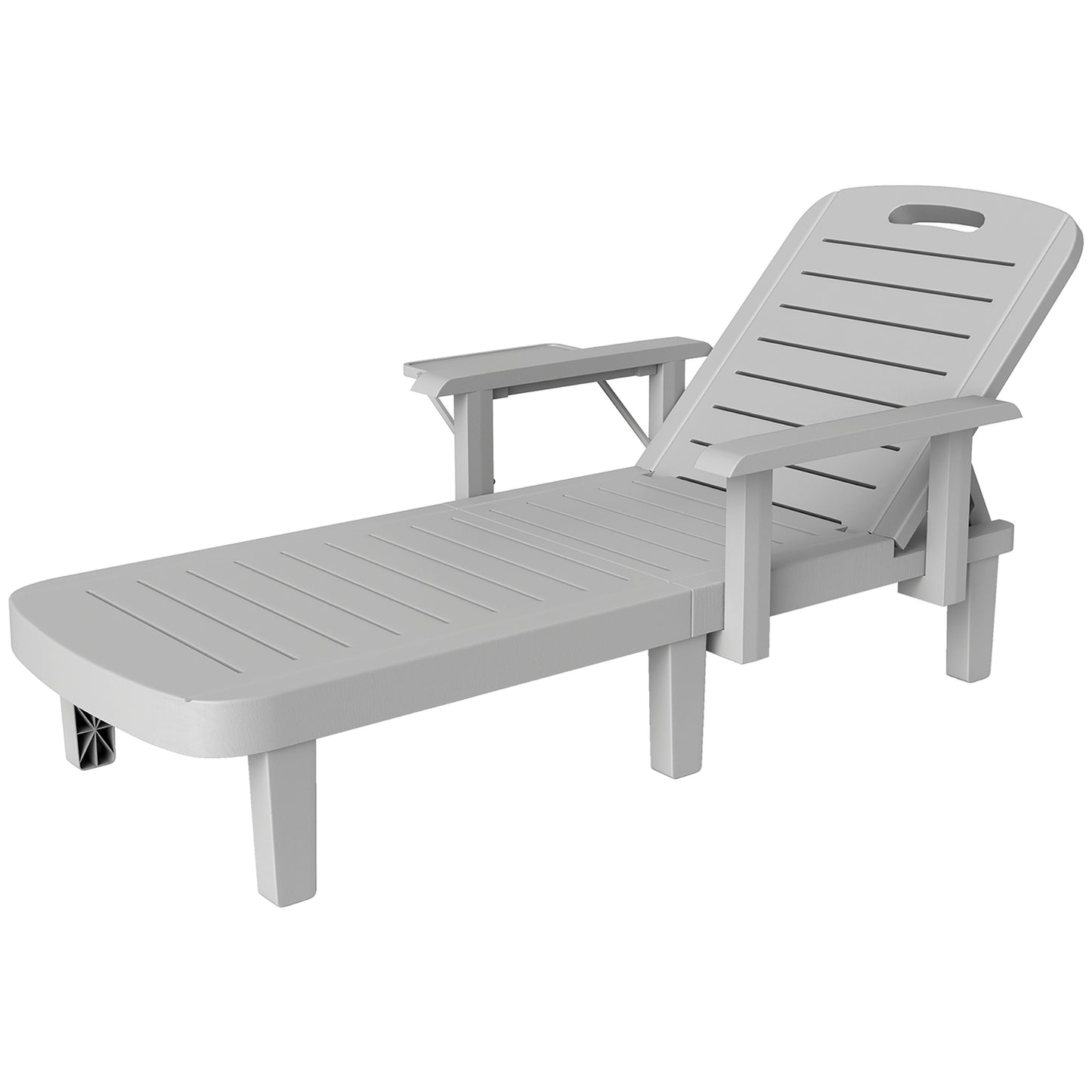 Outdoor sun lounger set, wooden look, adjustable in 5 positions