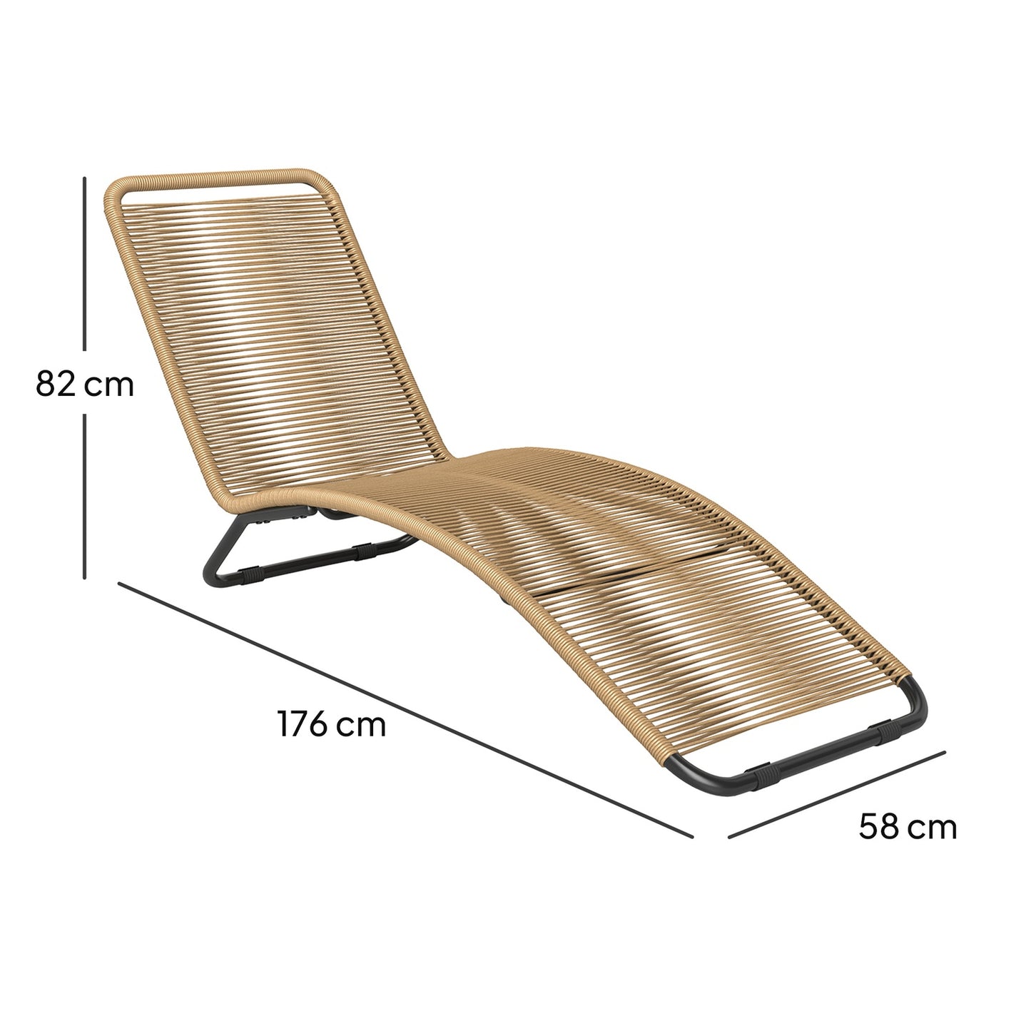 Sun lounger in poly rattan with UV protection - weatherproof outdoor armchair