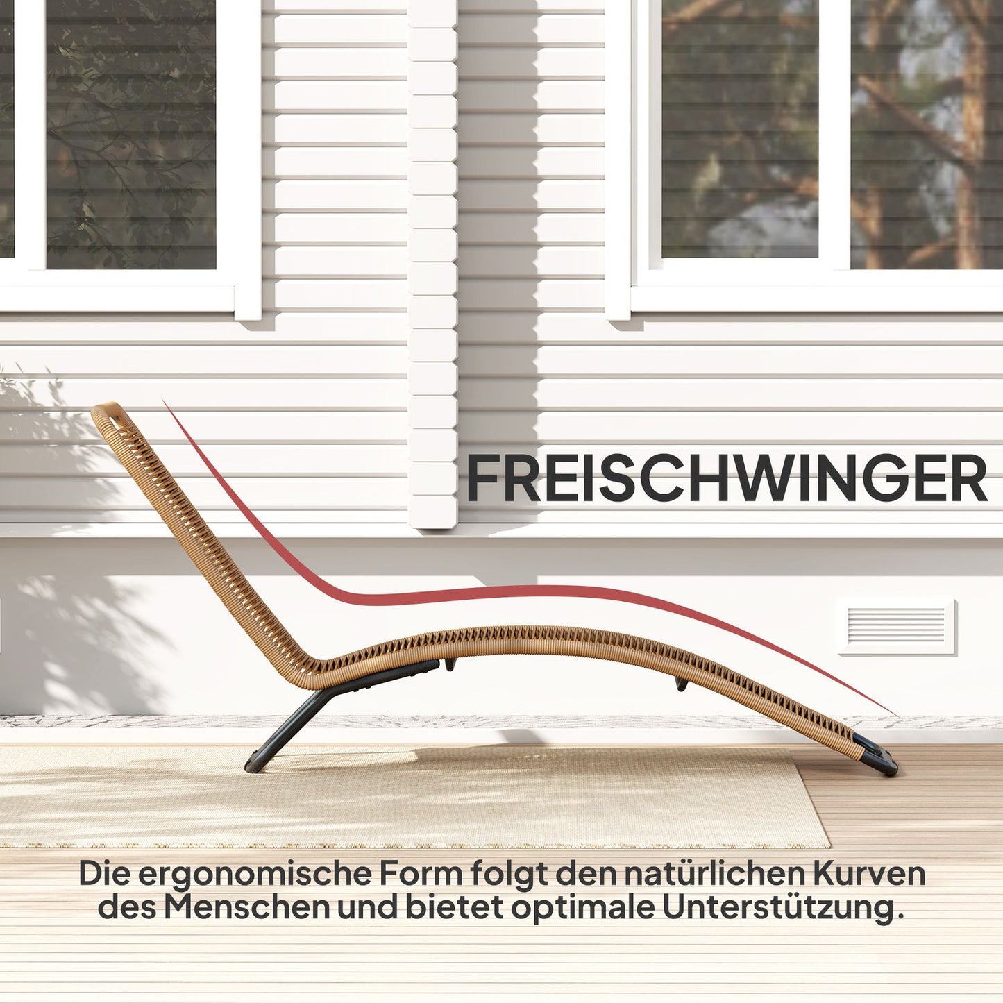 Sun lounger in poly rattan with UV protection - weatherproof outdoor armchair