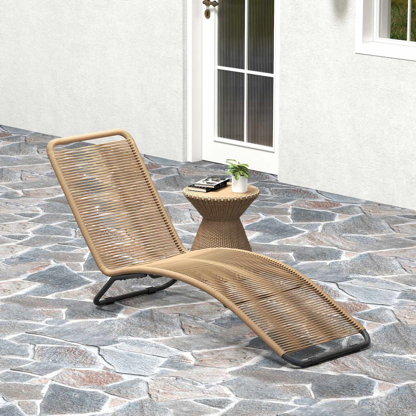 Sun lounger in poly rattan with UV protection - weatherproof outdoor armchair