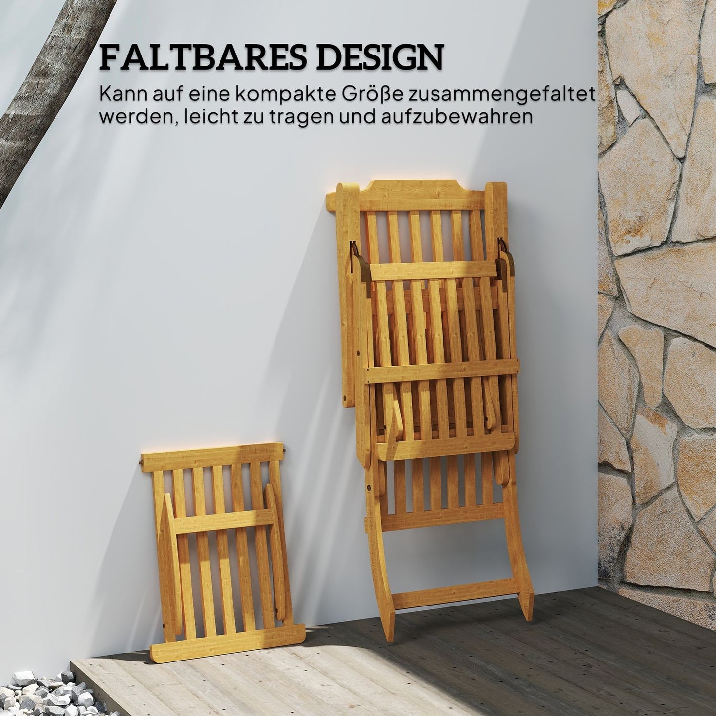Wooden Folding Garden Lounger with Footrest, Teak
