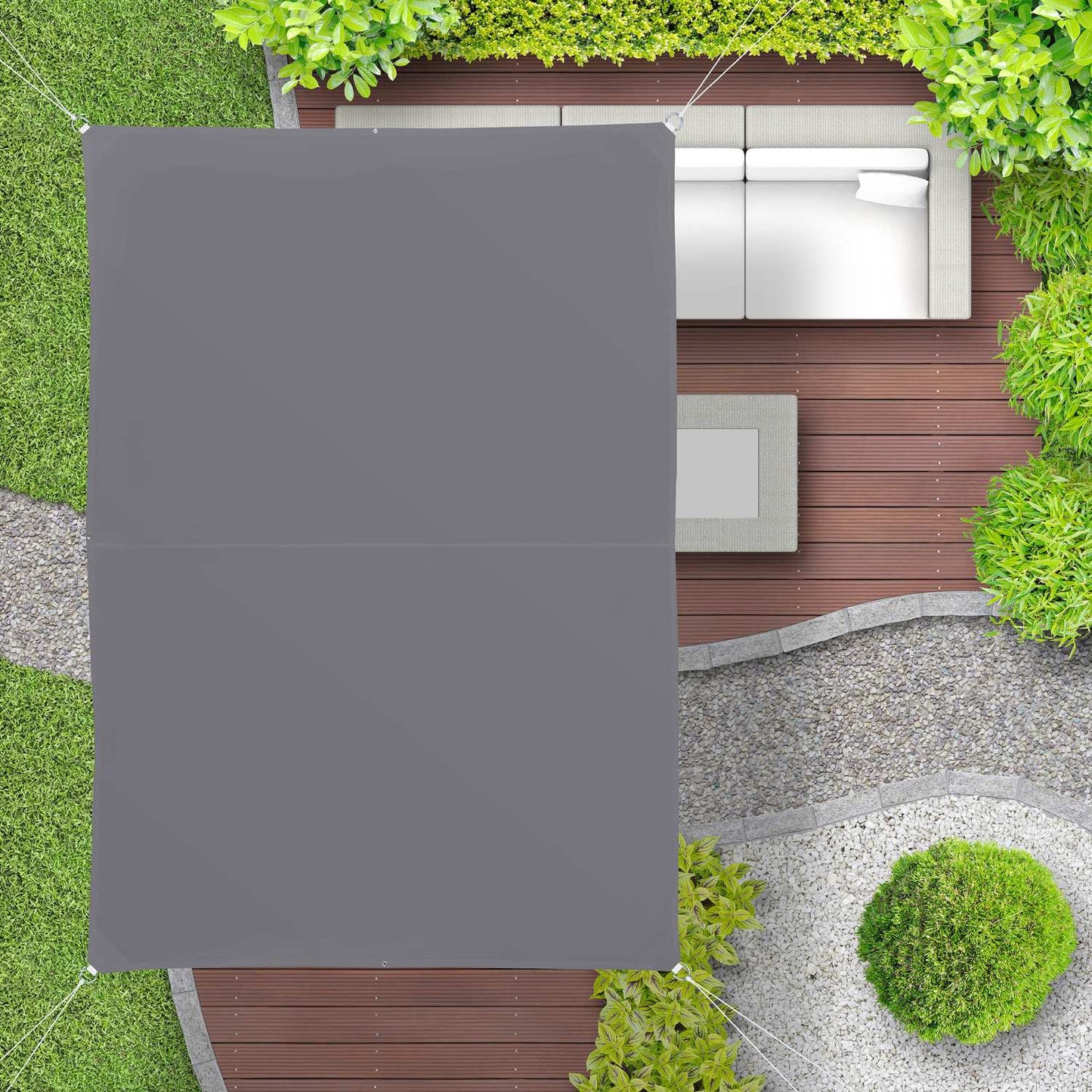 Sun sail rectangular grey
