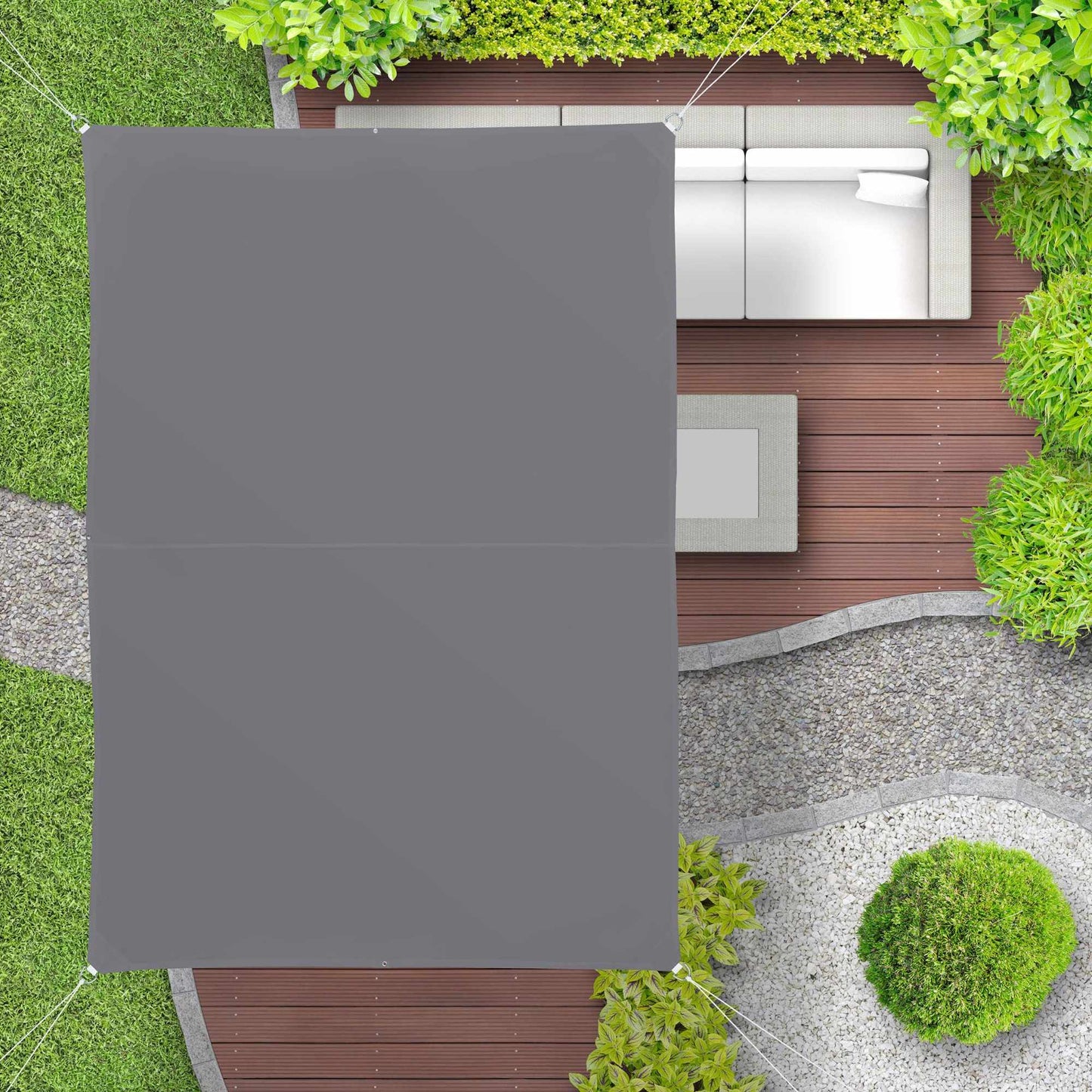 Sun sail rectangular grey