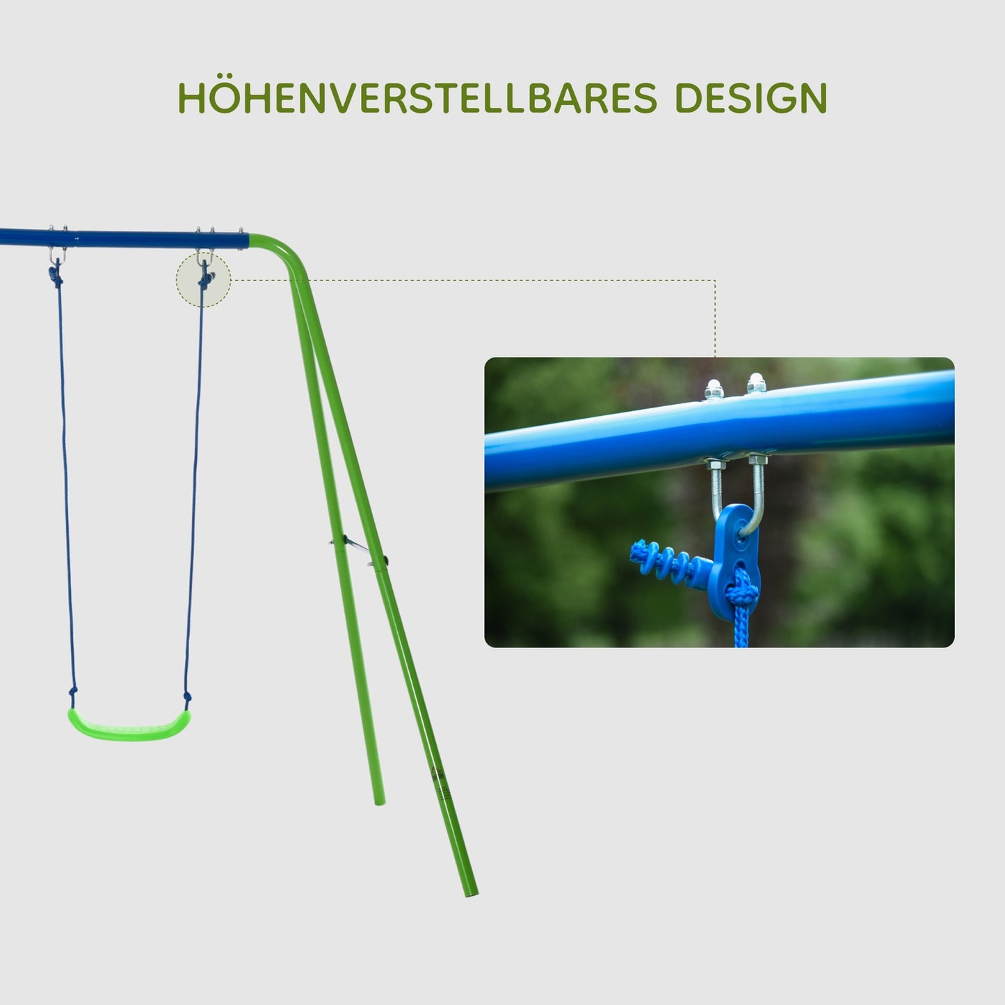 Swing set with 2 swings and face-to-face seat - metal structure, corrosion resistant