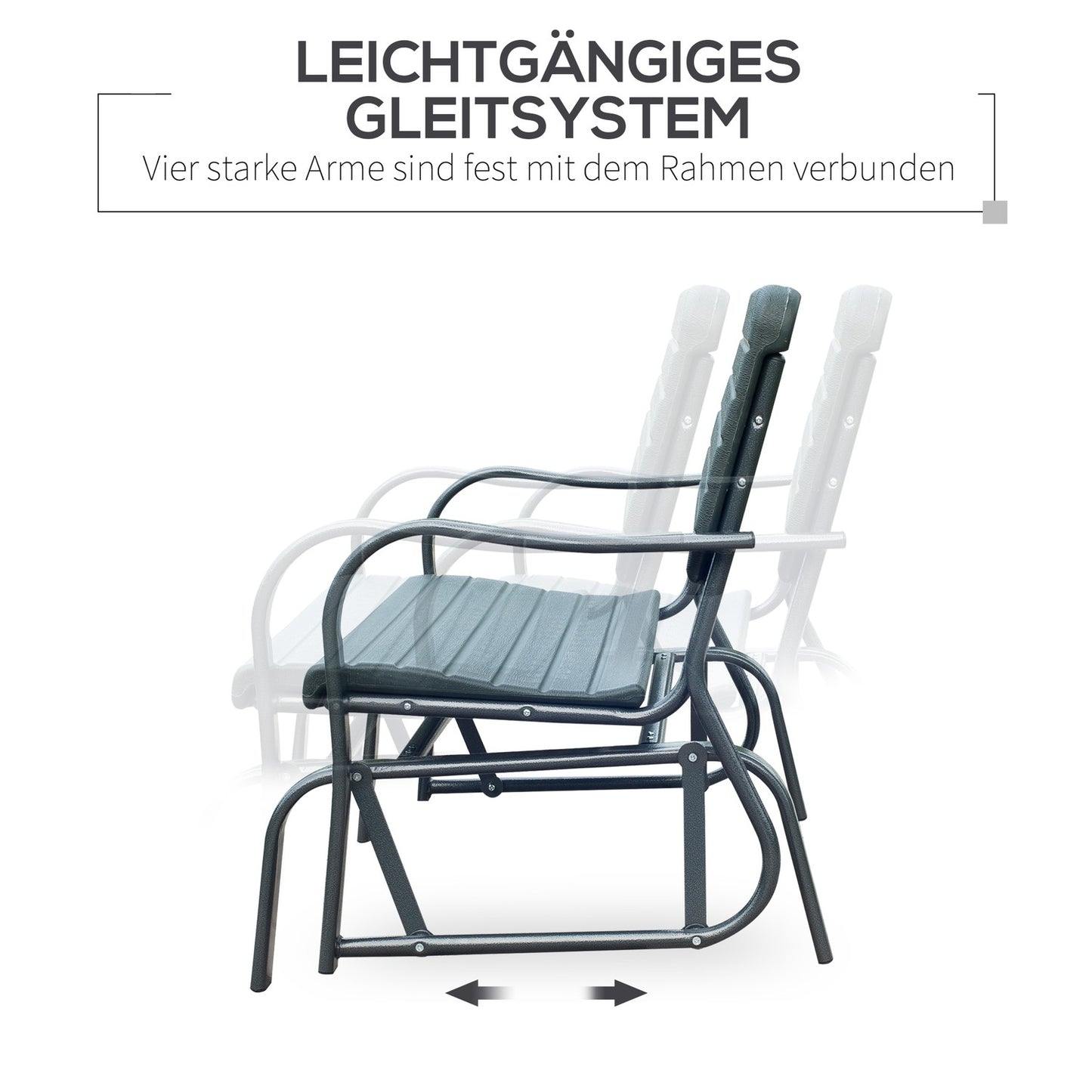 Metal garden swing bench - 2-seater for outdoor relaxation