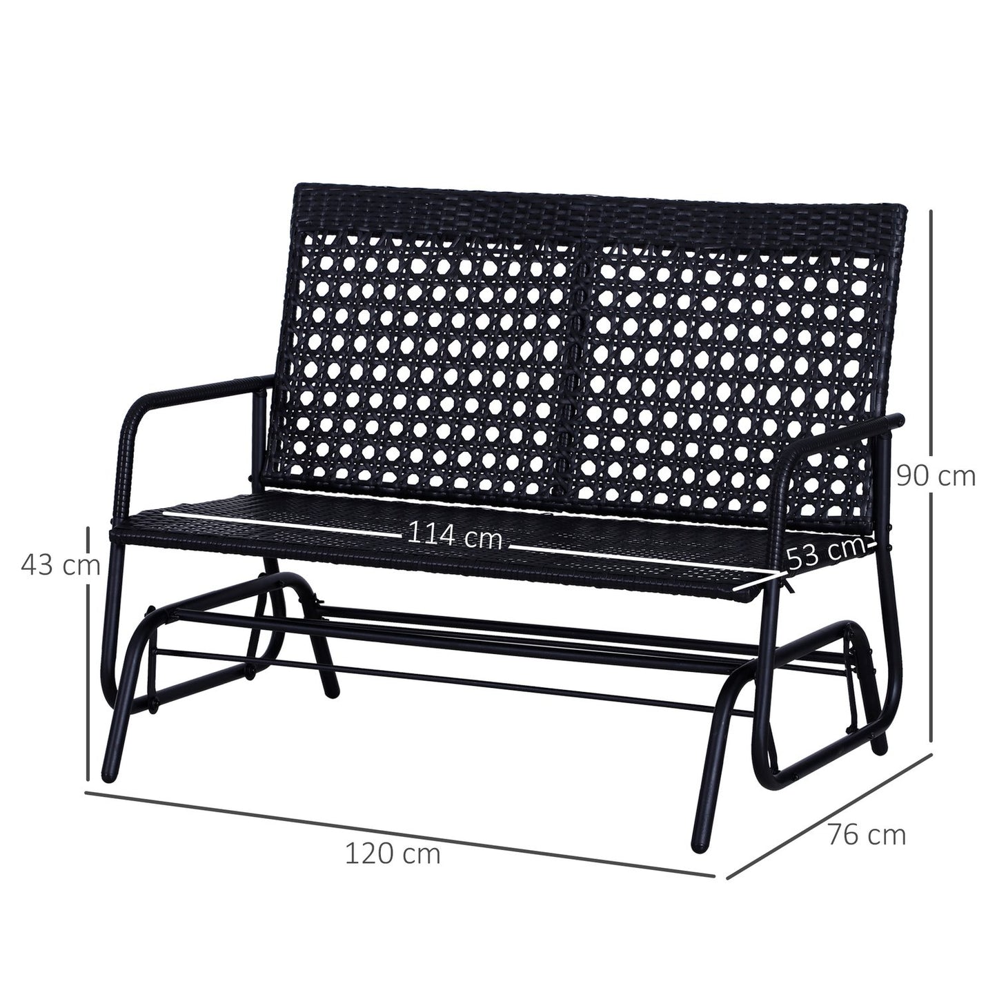 2-seat poly rattan garden swing bench