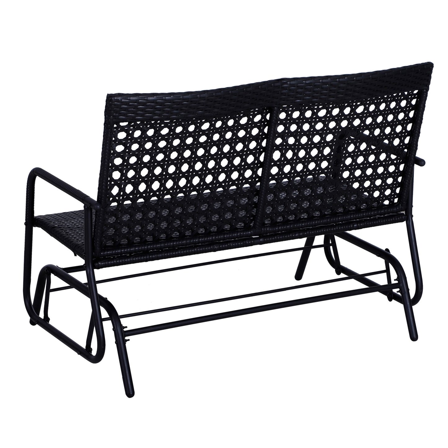 2-seat poly rattan garden swing bench