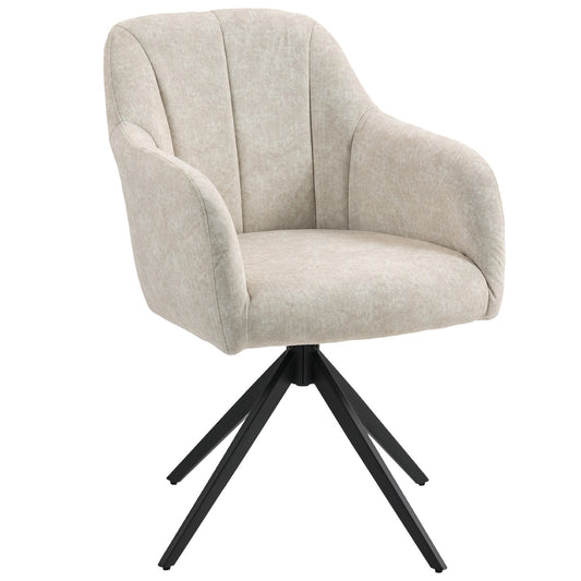 Swivel Accent Chair, Fabric Upholstery, Steel Legs, Beige